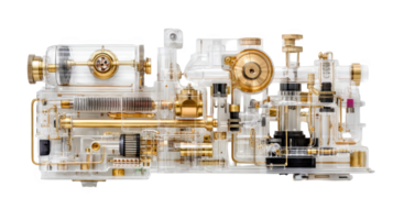 Transparent atmospheric water generator showing internal components on transparent background png