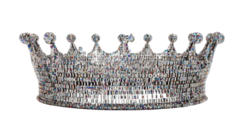 Shimmering crown composed of binary code on transparent background png
