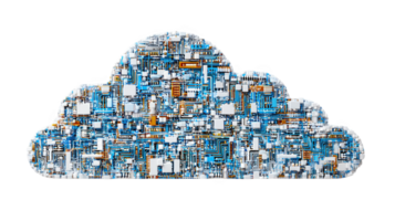 Cloud computing symbol representing digital information storage on transparent background png