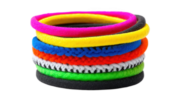 Colorful wristbands stacked on transparent background png