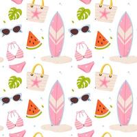 Seamless summer beach pattern vector