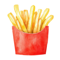 Fries in a red container on transparent background png
