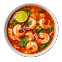 Shrimp soup with lime on transparent background png