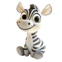 Zebra plush toy sitting on transparent background png