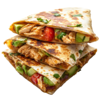 Stacked chicken quesadillas on transparent background png