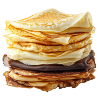 Stack of golden crepes on transparent background png