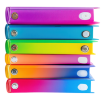 Stack of colorful binders on transparent background png