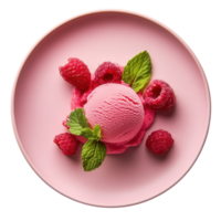 Ice cream with raspberry on transparent background png