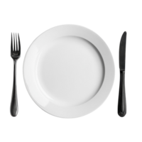 Plate fork and knife set on transparent background png