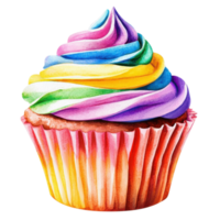 A colorful frosted cake on transparent background png