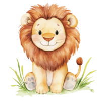 Cute lion cub sitting on transparent background png
