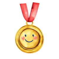 A happy medal with ribbon on transparent background png
