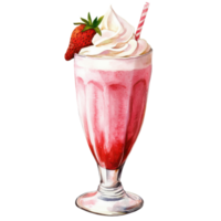 Strawberry milkshake art on transparent background png