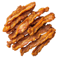 Pile of crispy bacon on transparent background png