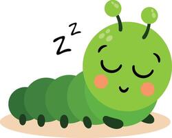Cute Green Caterpillar Taking a Nap vector
