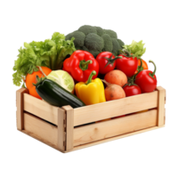 Top view of vegetables in box for organic lifestyle content and cooking tutorials png