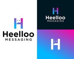 Logo design about letter H and conversation icon in negative area. vector