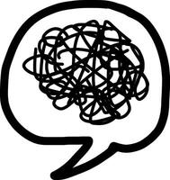 Brain in a speech bubble representing mental confusion vector