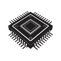 black and white silhouette of a computer chip vector