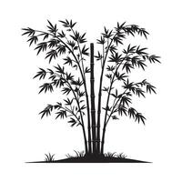 silhouette of bamboo tree with leaves on a white background vector
