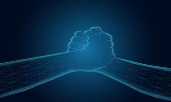 Futuristic wireframe hand, with a mesh glowing light. technology, or connection concept. vector