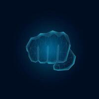 Futuristic wireframe hand, with a mesh glowing light vector