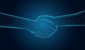 Futuristic wireframe hand, with a mesh glowing light. technology concept. vector