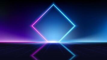 Abstract background with neon glowing diamond shaped light and gradient colors, for futuristic modern backdrop designs. vector