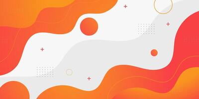 Abstract colorful bright orange wave fluid banner background design. Fluid shapes pattern on white background. Simple business design. vector