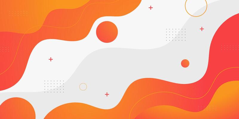 Abstract colorful bright orange wave fluid banner background design. Fluid shapes pattern on white background. Simple business design.