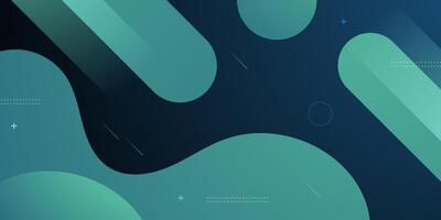 Abstract dark blue background with green wave shapes and dynamic color pattern. Trendy design for banner and other. vector