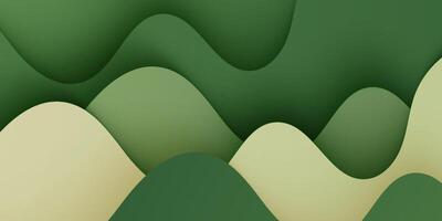 Abstract colorful realistic green wave background. Trendy wave shapes pattern design. Overlap wave layer background. vector