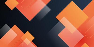 Abstract colorful orange square overlap pattern on dark color background. Simple design for background. Trendy and modern concept. vector