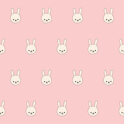 Cute Fun Baby Rabbit Head Clothing Textile Seamless Swatch Background. Hand Drawn Doodle Infant Fabric Pattern. Cute Kawaii Whimsical Wrapping, Wallpaper Nursery Art. Vintage Elegant Retro Style