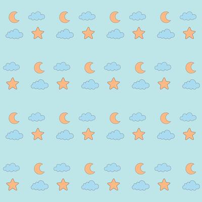 Cute Fun Baby Clothing Moon and Cloud Textile Seamless Swatch Background. Hand Drawn Doodle Infant Fabric Pattern. Cute Kawaii Whimsical Wrapping, Wallpaper Nursery Art. Vintage Elegant Retro Style
