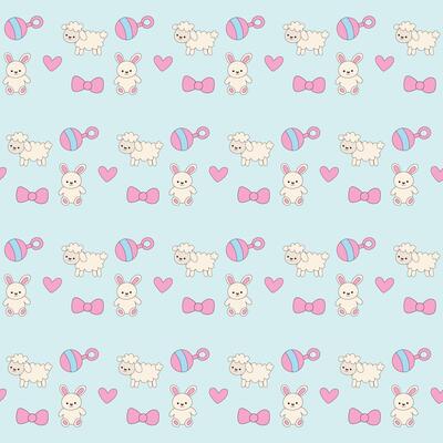 Cute Fun Baby Clothing Sheep Textile Seamless Swatch Background. Hand Drawn Doodle Infant Fabric Pattern. Cute Kawaii Whimsical Wrapping, Wallpaper Nursery Art. Vintage Elegant Retro Style