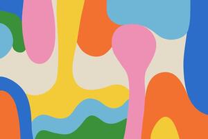 Simple abstract background with hand drawn colorful shapes and figures. Fun childish doodle backdrop. Minimalist horizontal cover design template with copy space vector