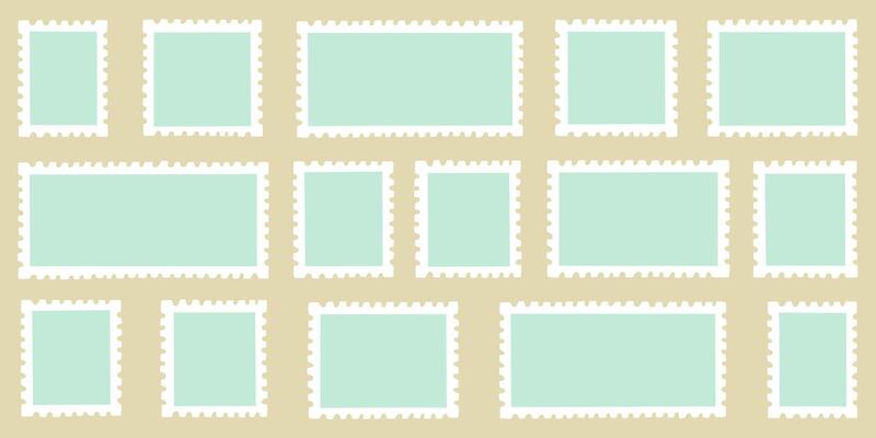 Stamp post postcard postage frame set