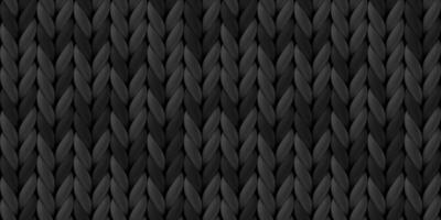 Seamless pattern of dark gray knitted woolen cloth. Realistic black knitwear texture for background, wallpaper, wrapping paper, web page backdrop, winter design. vector