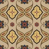Ethnic Pattern Decorated With Paisley Motif And Floral Symmetrical Design Luxurious Retro Seamless Pattern. vector