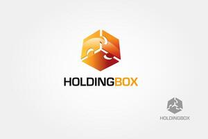 Holding Box Logo Template. This is a box made from three puzzle, this logo symbolize a unity, togetherness, group, some things that strength inseparable from each other, holding each other. vector