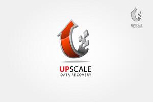 Up Scale Data Recovery Logo Template. Illustration of 3D arrow, logo design,it's symbolize upscale, growth, and success. vector