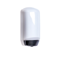 White soap dispenser mounted on wall for bathroom and kitchen use, modern design png