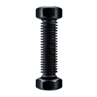 Black Bolt with a Hexagonal Head and Threaded Shaft Against a png