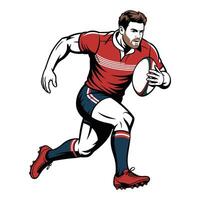 Rugby player in dynamic motion. vector