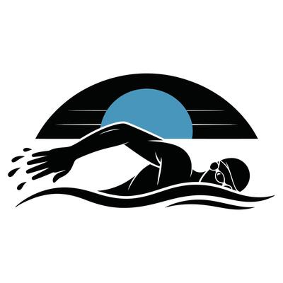 Flat Swimmer Silhouette Design.
