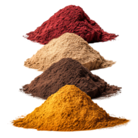 Colorful Piles of Natural Cooking Spices and Powders for Culinary Use in Kitchen png