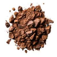 Fine Cocoa Powder and Chunks on Dark Background for Culinary and Baking Uses png