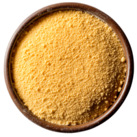 Fine Yellow Powder in Brown Bowl for Culinary and Baking Use png