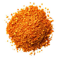 Bright Orange Granules of Natural Bee Pollen with Textured Details and Shadows png